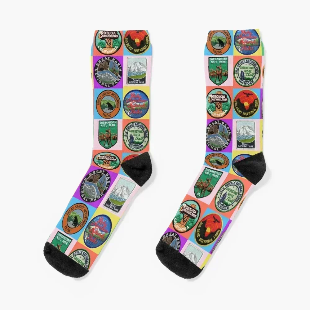 

National Parks Patchwork Socks cool funny gifts professional running snow Men's Socks Luxury Women's