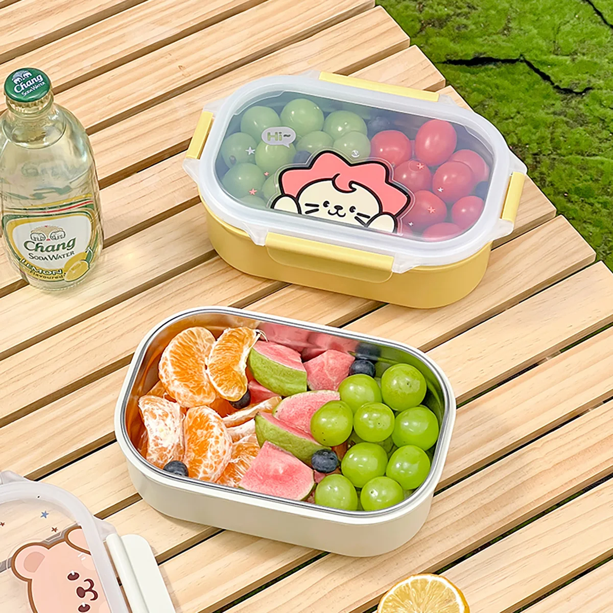 

WORTHBUY 900ml 304 Stainless Steel Lunch Box For Kids Student Microwave Heatable Picnic Portable Leak Proof Fruit Food Container