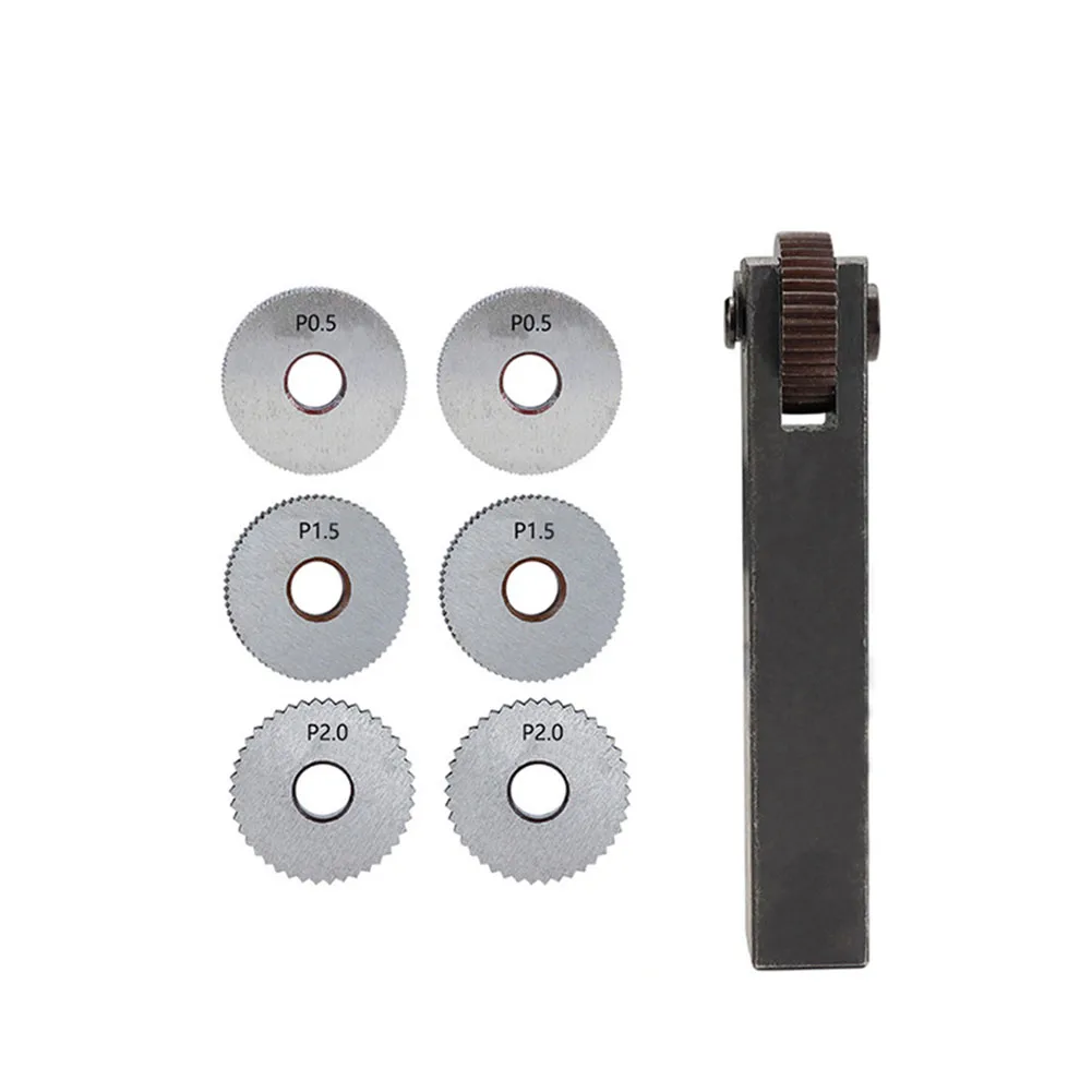 7 Piece Knurling Tool Set Designed for Mechanical Knurling Tasks with 0.5mm 1.5mm 2mm Linear and Diagonal Wheels