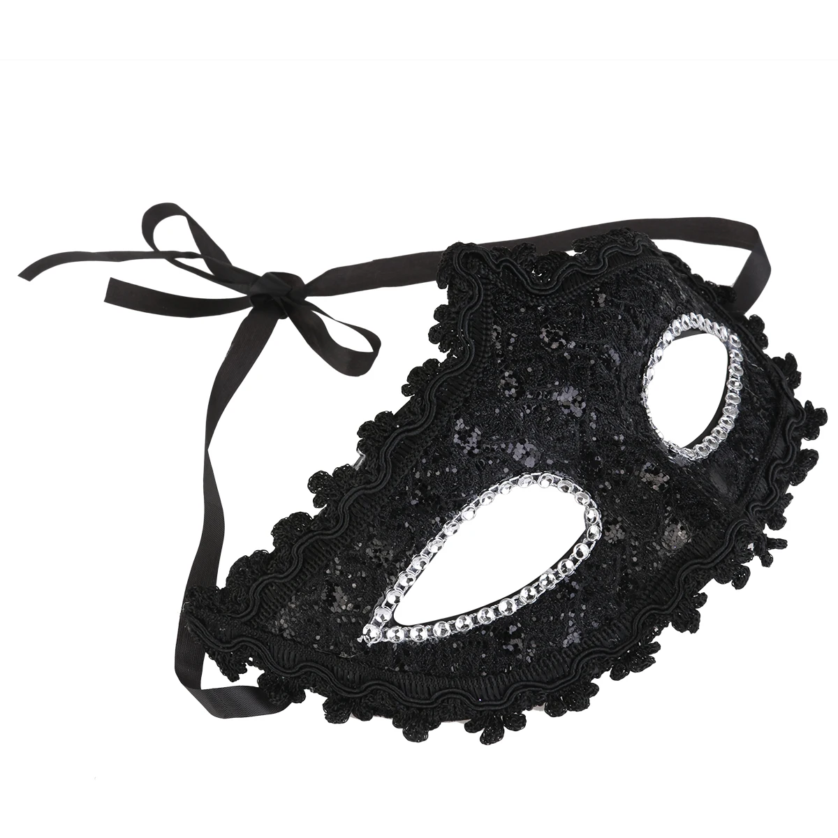 

Black Lace Mask 17cm*11.5cm Durable Plastic PU Rhinestone Masquerade Ball Halloween Costume Party Cosplay Masks
