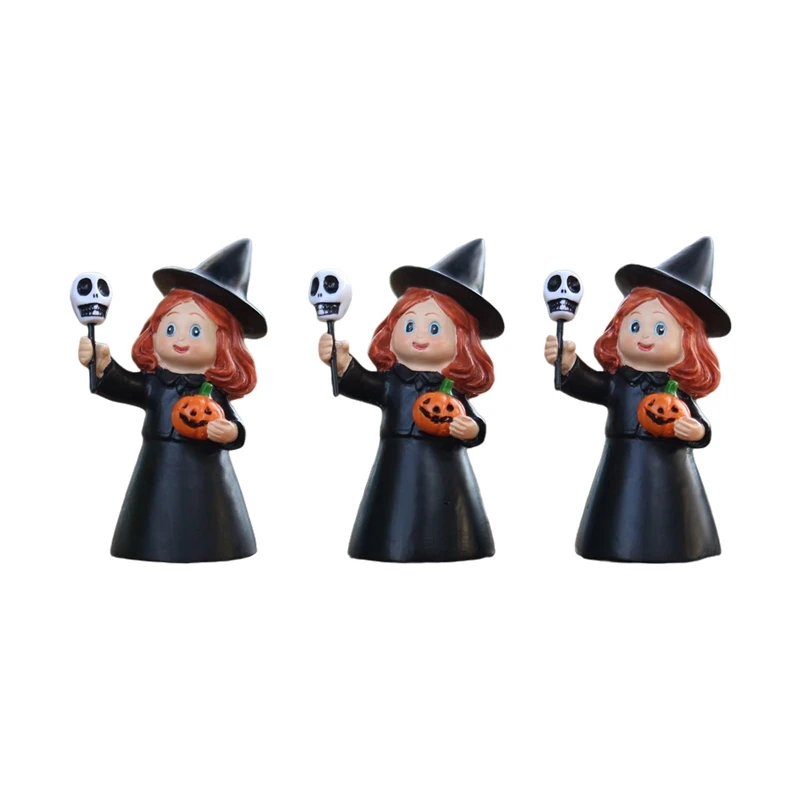 Halloween Resin Witch Set Three Home Desktop Bookshelf Outdoor Courtyard Lawn Flower Pot Decoration Birthday Gifts Product New