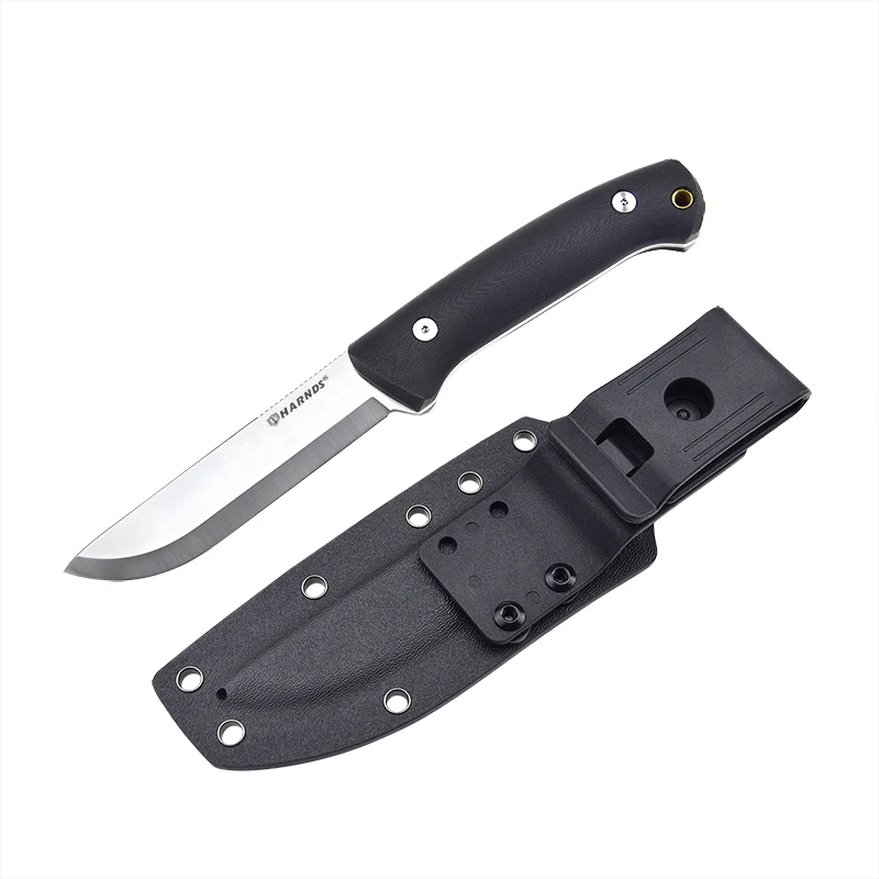 

HARNDS Forester Bushcraft Sandvik 14C28N Full Tang Fixed Blade Knife G10 Ebony Handle Outdoor Survival Camping kydex Leather