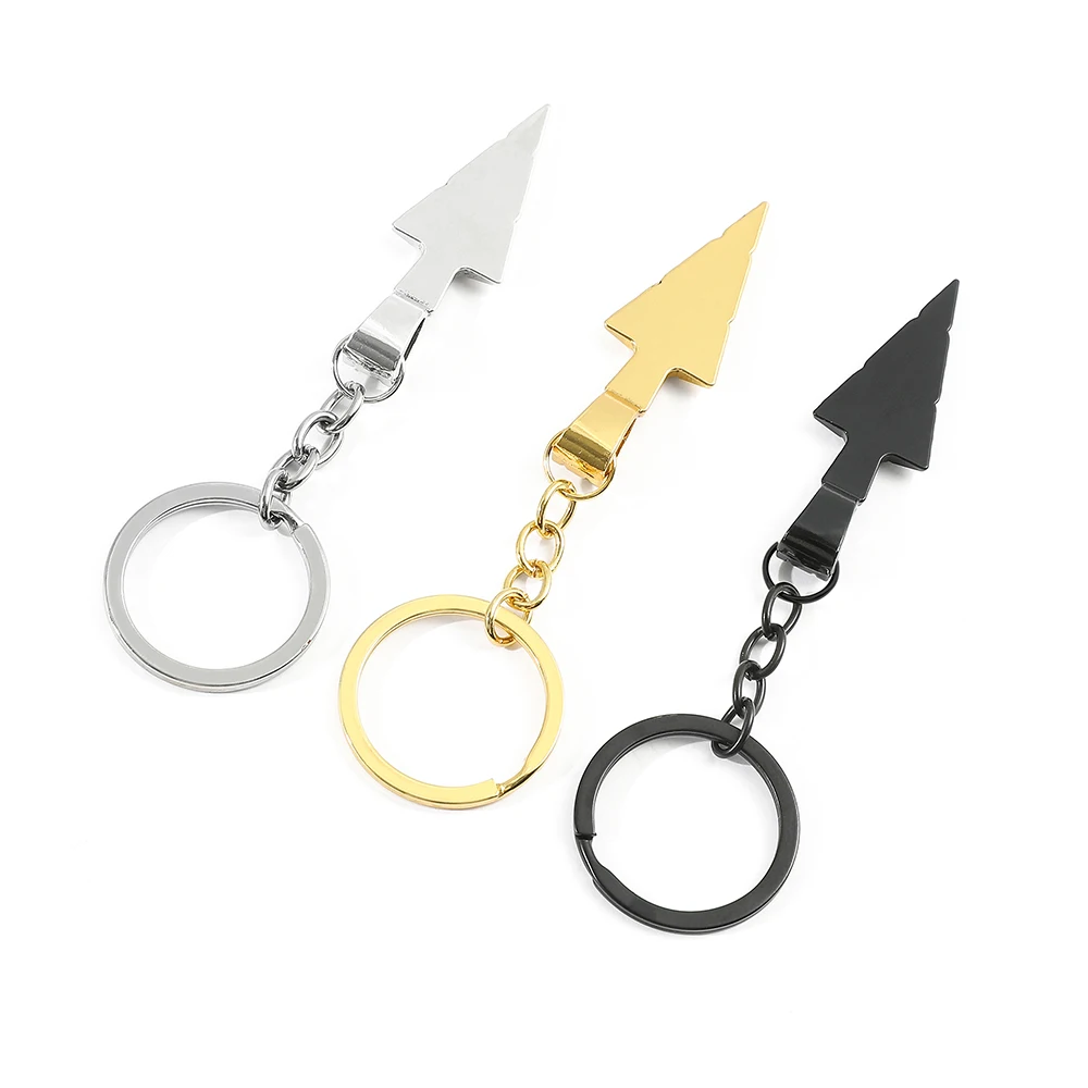 Hip Hop Vintage Men Arrow Keychain Delicate Triangle Spearhead Arrowhead Pendant Keyring for Men Punk Gift Jewelry Accessories