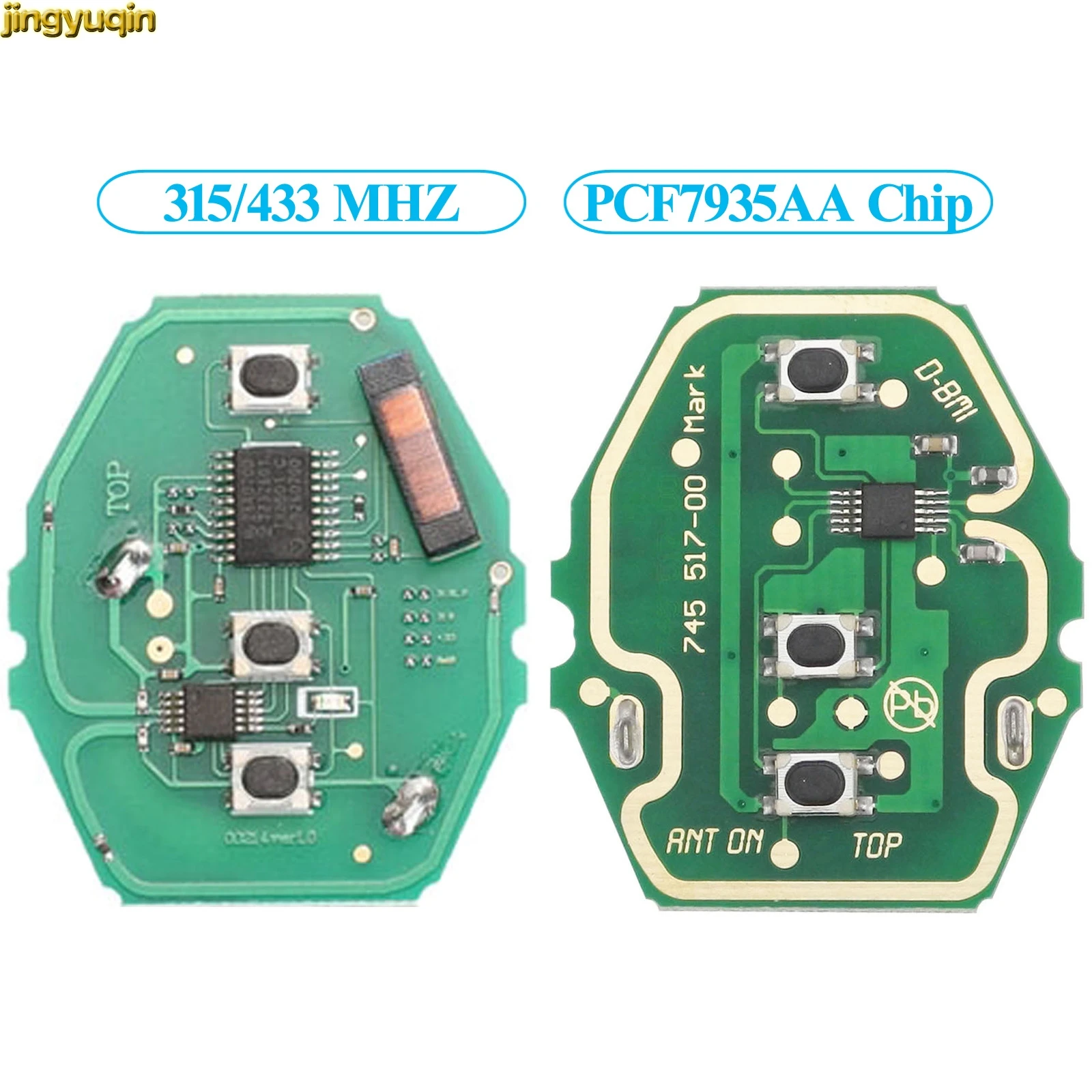 

Jingyuqin Remote Car Key Circuit Board ASK 315/433MHz ID46 PCF7953 For BMW E38 E39 E46 EWS System 3 Buttons