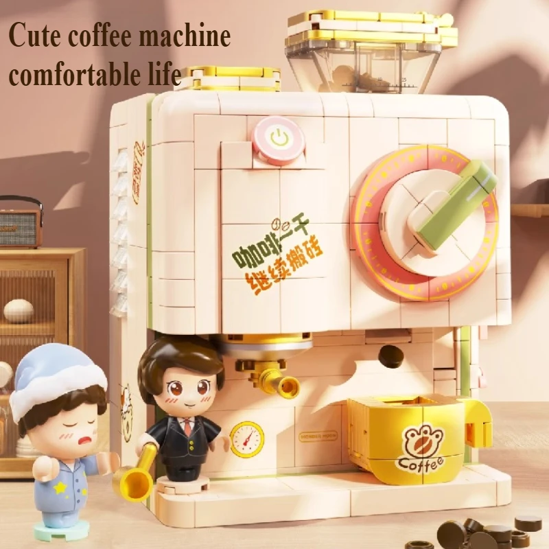 

WONDER MOON Mini Building Blocks Retro Coffee Machine Model Creative DIY Puzzle Toy for Girls Boys Birthday Gift Desktop Puzzle