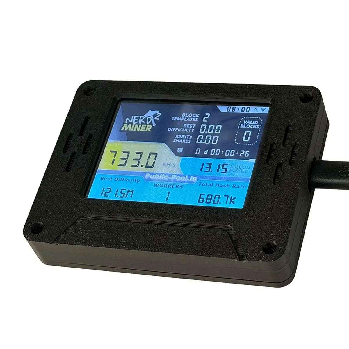 ~【On Sale】735Kh/S NerdMinerNMMiner Upgraded BTC Solo Miner 2.8 Inch Smart Touch Screen Bitcoin Crypto Miner for Home