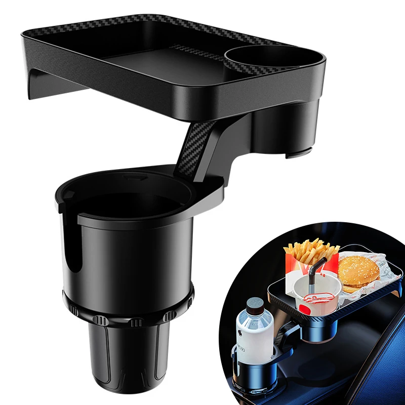 360 Portable Rotatable Adjustable Auto Car Food Tray Cup Holder Expander Car Cup Holder Attachable Meal Tray Expanded Table Desk