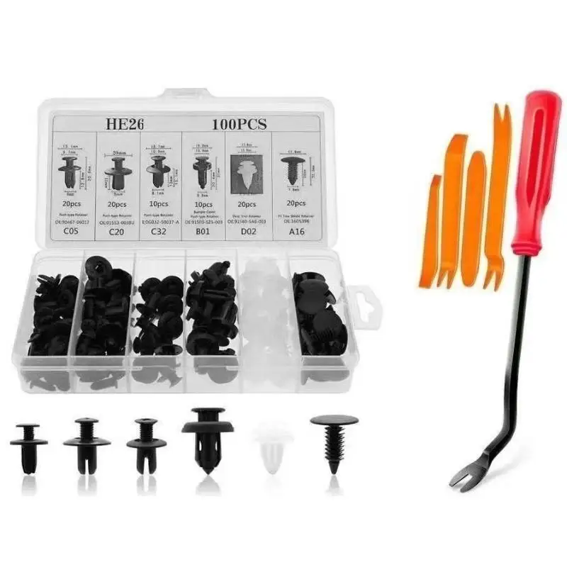 1 Set Kunststoff-Auto-Befestigungsclips mit Entfernungswerkzeug, 6 verschiedene Größen für die Reparatur von Auto-Stoßstangen und Türverkleidungen – Detail 10