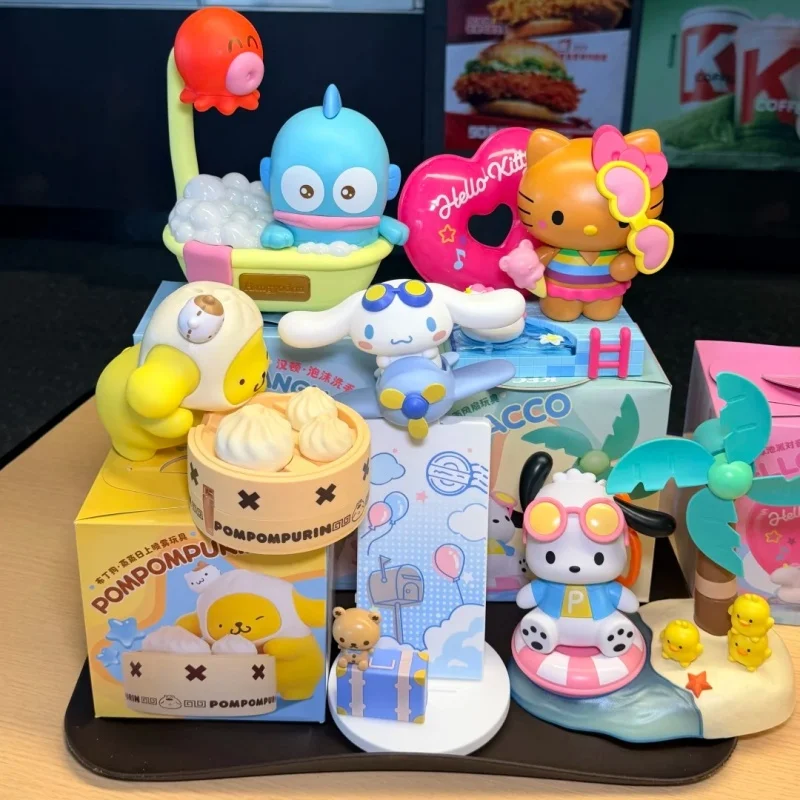 

New Sanrio Genuine Hellokitty Cinnamoroll Hangyodon Melody & Kuromi Walkie-Talkie Ambient Lighting Desktop Collection Model Gift