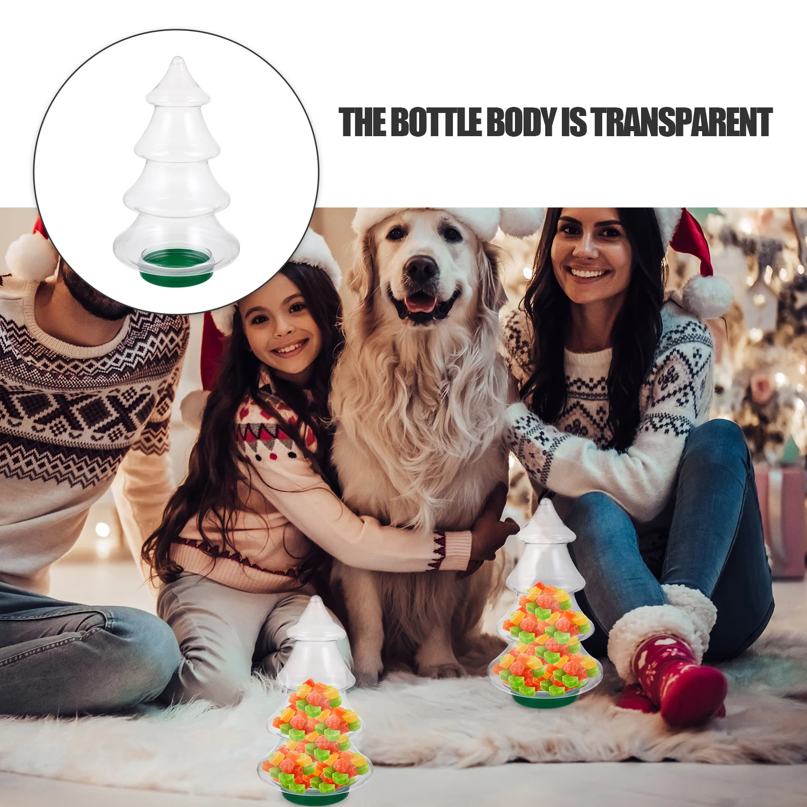 جرة حلوى عيد الميلاد زجاجة بلاستيكية شفافة على شكل شجرة لتغليف الحلوى صندوق تخزين ديكور الحفلات برطمان بسكويت عيد الميلاد