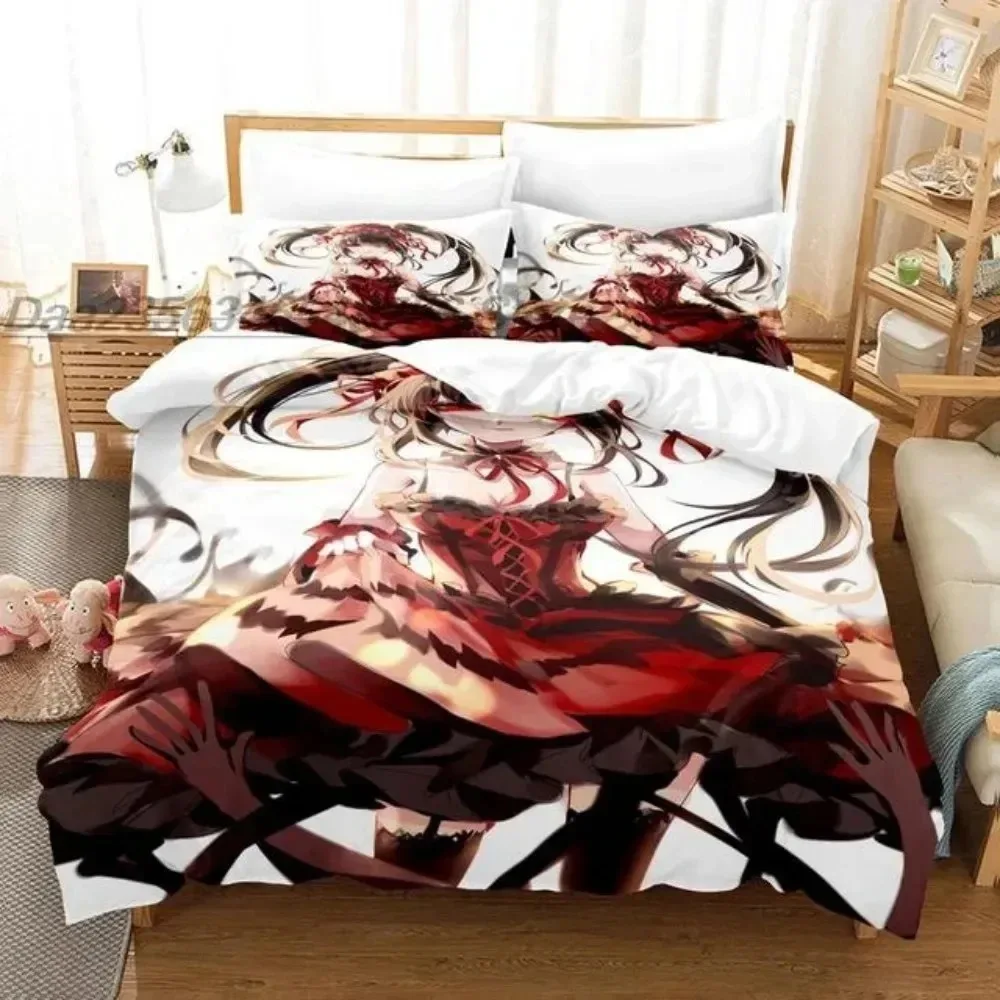 Anime Date A Live Kurumi Tokisaki Bedding Set 3D Printed Suitable for Bedroom Duvet Cover Set With Pillowcases Kids Home Textile