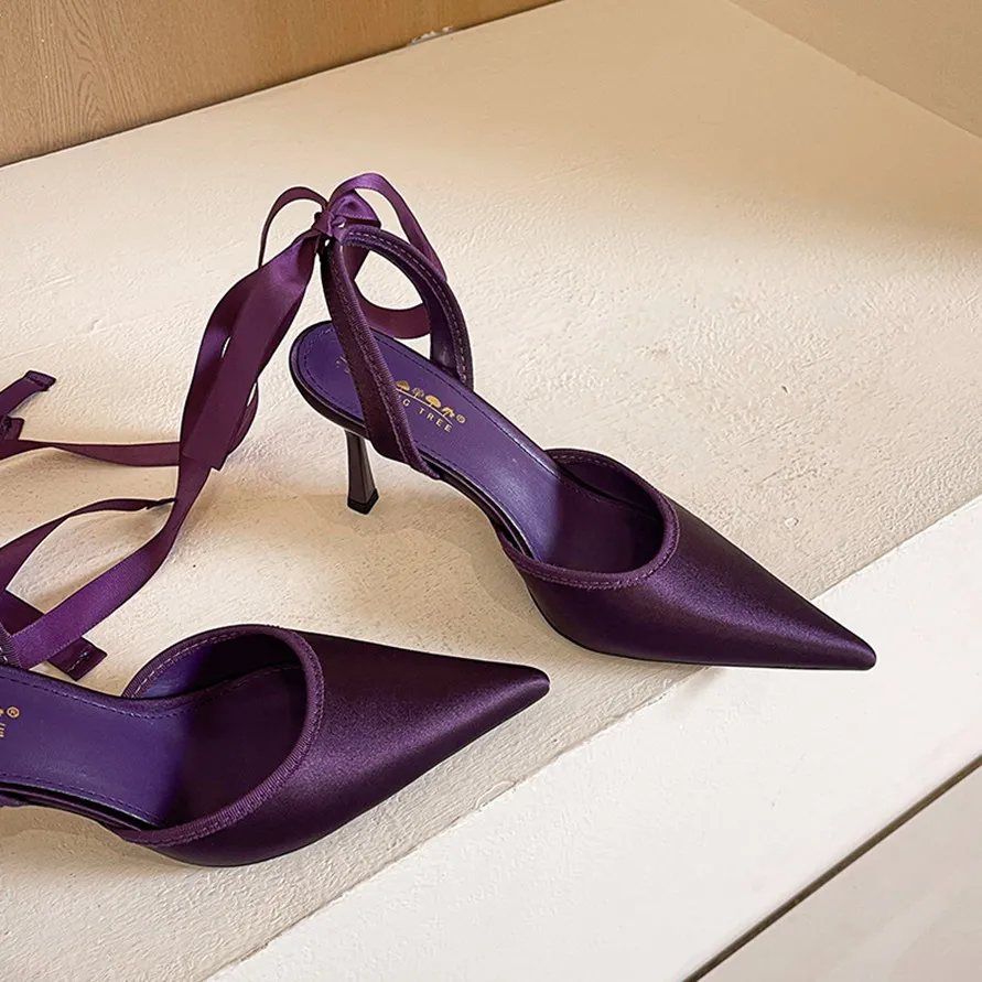 

2026 New Spring Elegant Ankle Strap Pumps Woman Sandals Sexy Thin High Heels Pointed Toe Ladies Shoes Zapatillas De Mujer