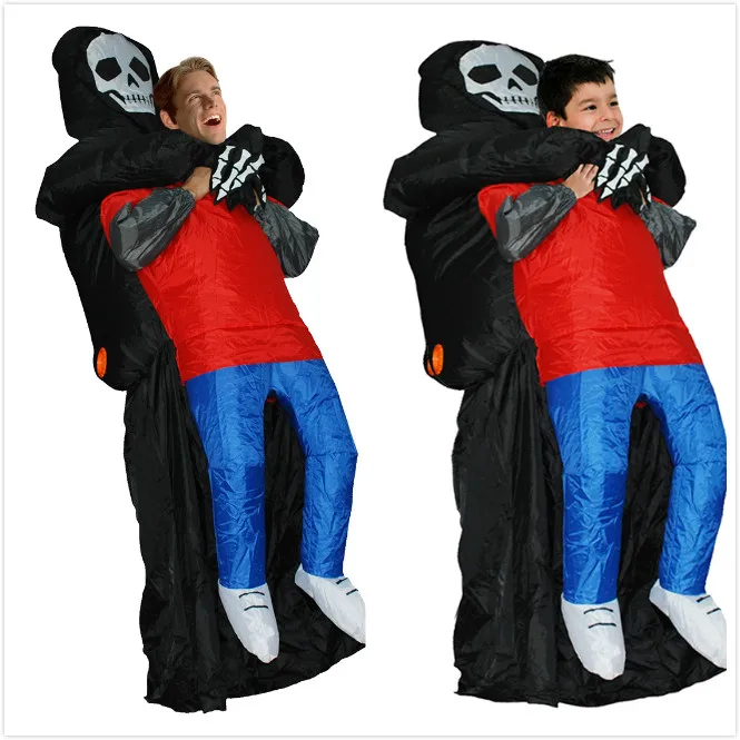Nadmuchiwany kostium na Halloween dla dzieci, straszny duch noszący człowieka, horror, nadmuchiwany strój dla dorosłych, rekwizyty do występów szkieletu.