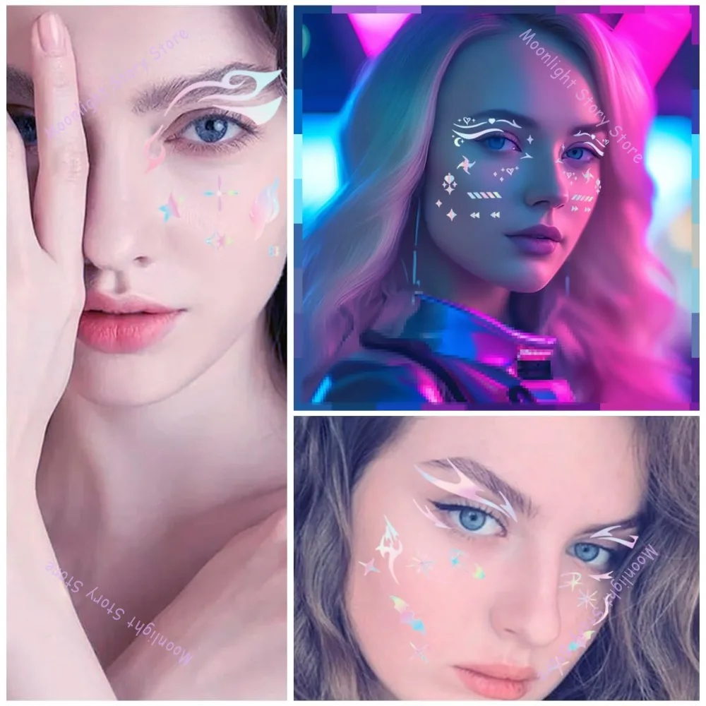 10 個のアイシャドウステッカー一時的な顔の眉毛ステッカーハロウィンカーニバルパーティーコスプレ音楽祭の装飾用