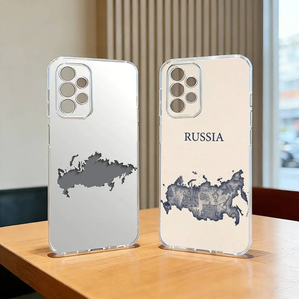 R-Russia M-Map Phone Case For Samsung S25,S24,S21,S22,S23,S30,Ultra,S20,Plus,Fe,Soft Silicone Transparent Cover