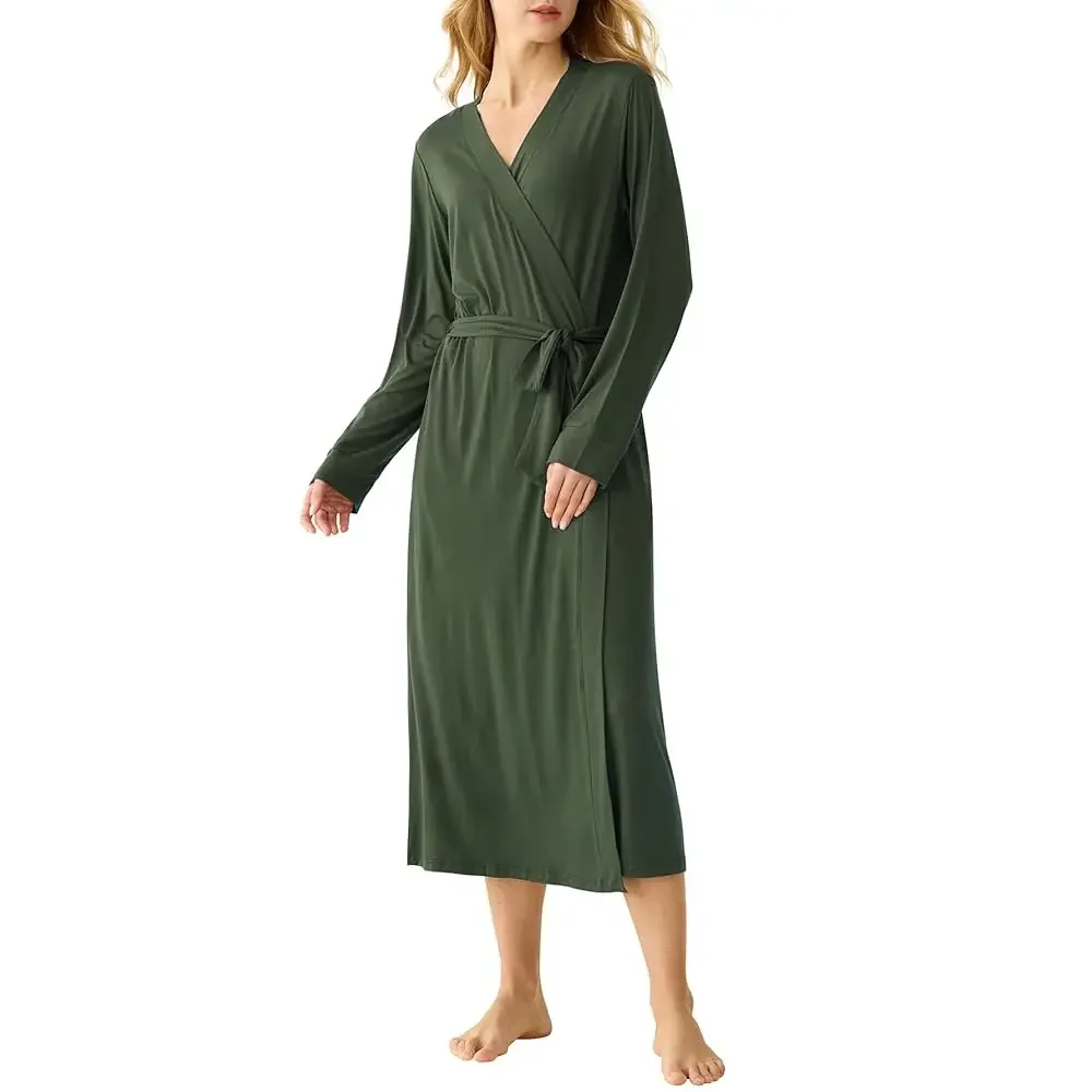 

Women's Viscose Robes Long Sleeves Bathrobe with Pockets