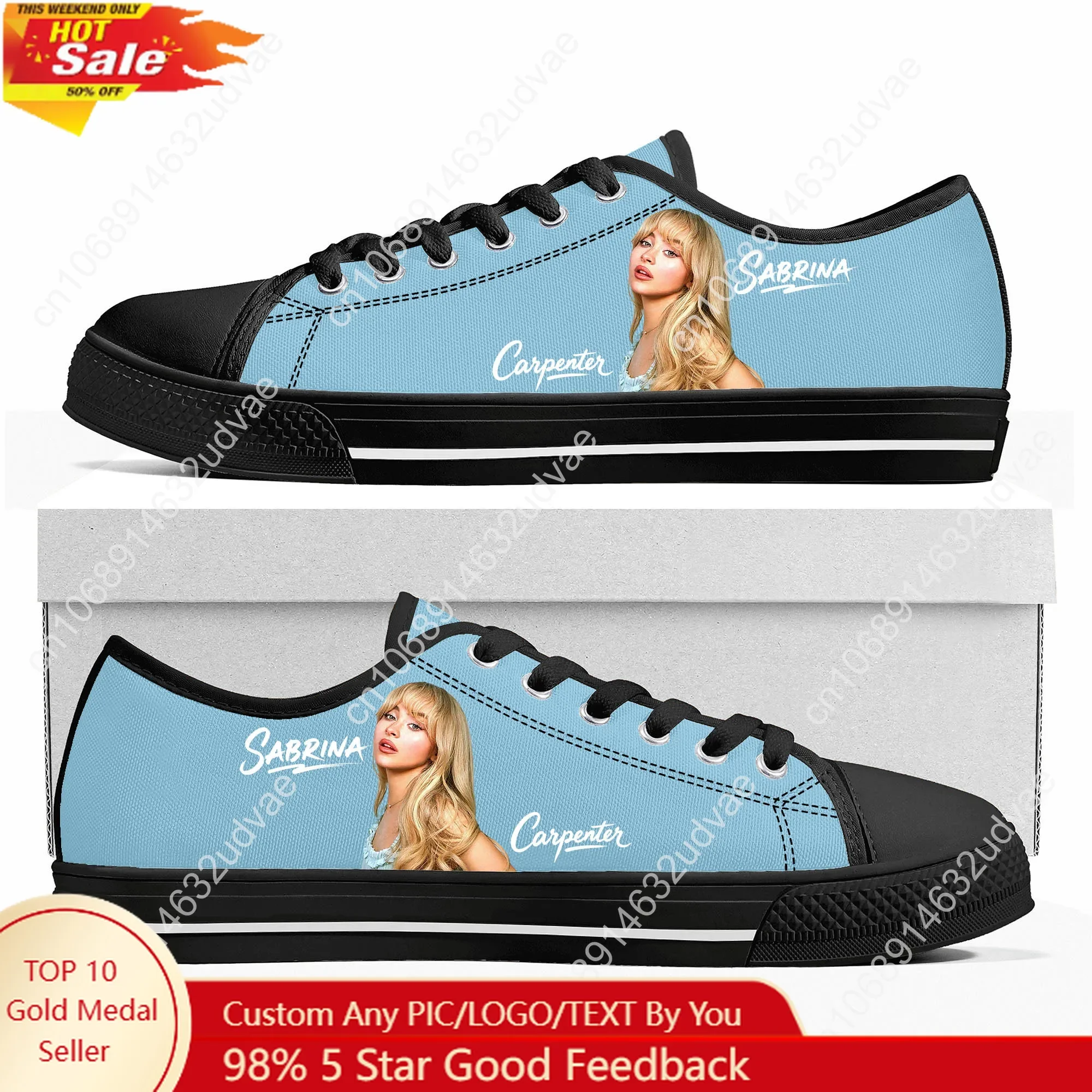 

Sabrina Carpenter Low Top Shoes Man Woman Teenager Canvas Casual Sneaker Pop Singer Sneakers Couple Footwear Custom Shoe Black