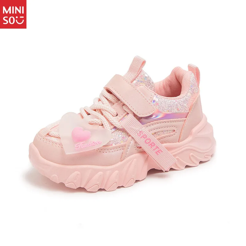 ミニソ 2025 ガールズ ダッドシューズ 秋新作、インスタイル 多用途 ソフトソール ランニングスニーカー