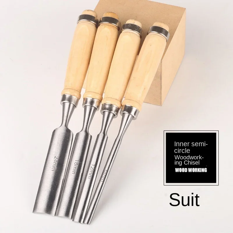

Woodworking tool set Half round shovel 4 piece set Half round chisel Woodworking chisel Woodworking carving knife