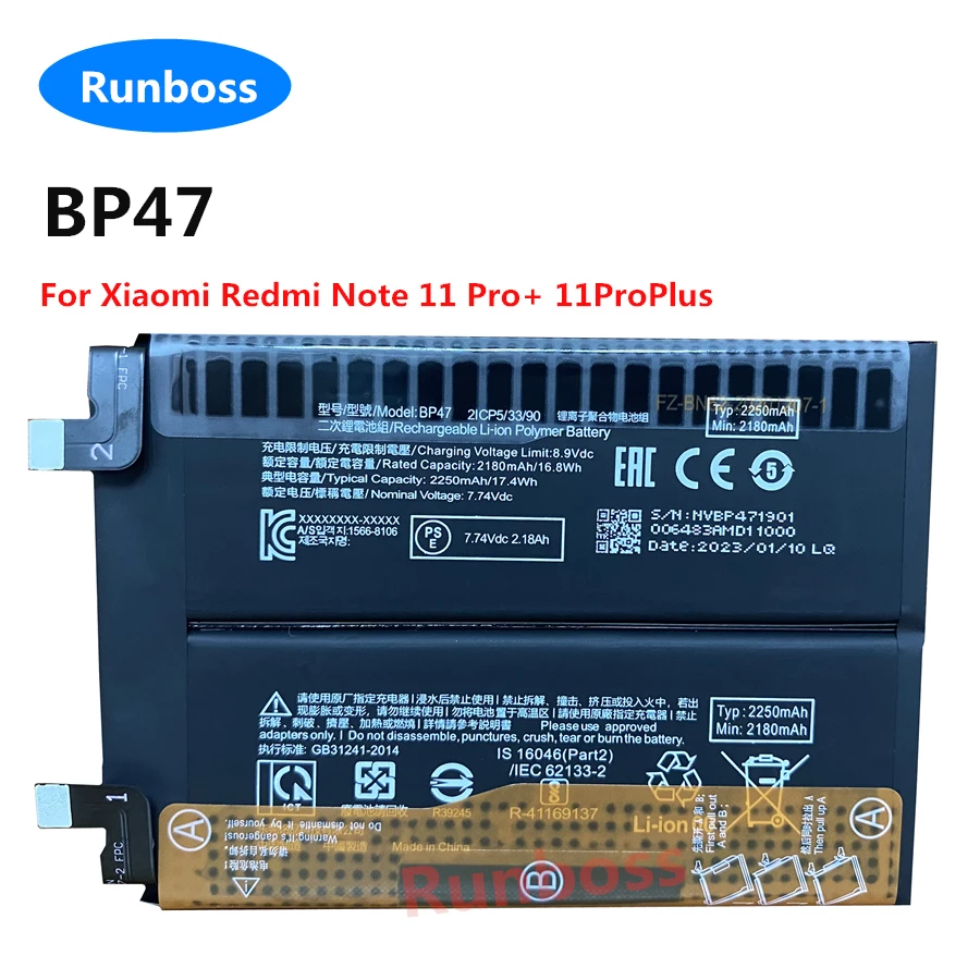 New BP47 4500mAh Original High Quality Battery For Xiaomi Redmi Note 11 Pro Plus Note11 Pro+ 5G Mobile Phone Batteria