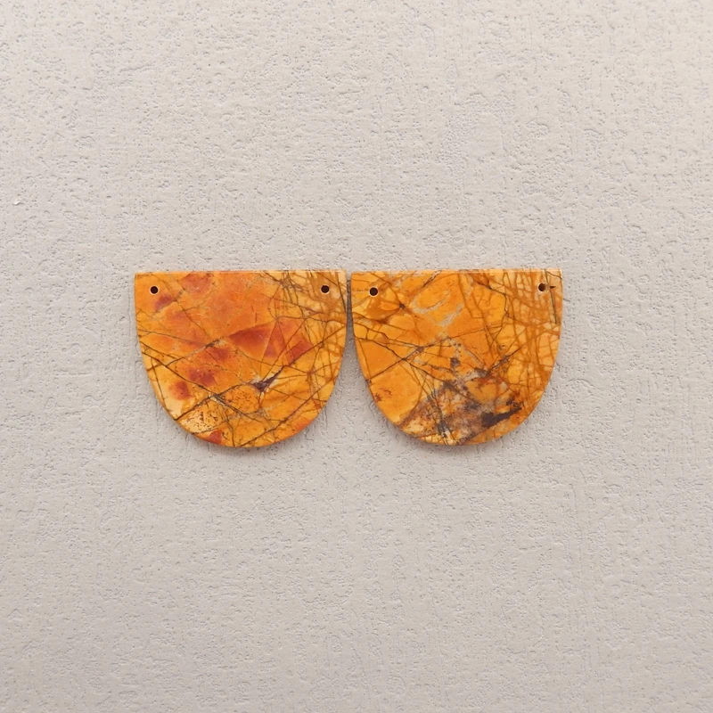 

Women's Multi-Color Picasso Jasper Semicircle Earrings Natural Stone Beads Jewelry Accessory 30x26x3mm 9.6g