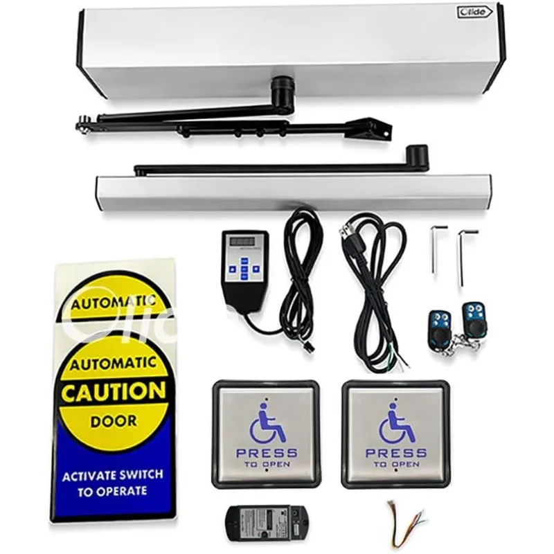 Automatic swing door, ADA door opener AC110V low energy commercial door with 2 wireless handicap push switches