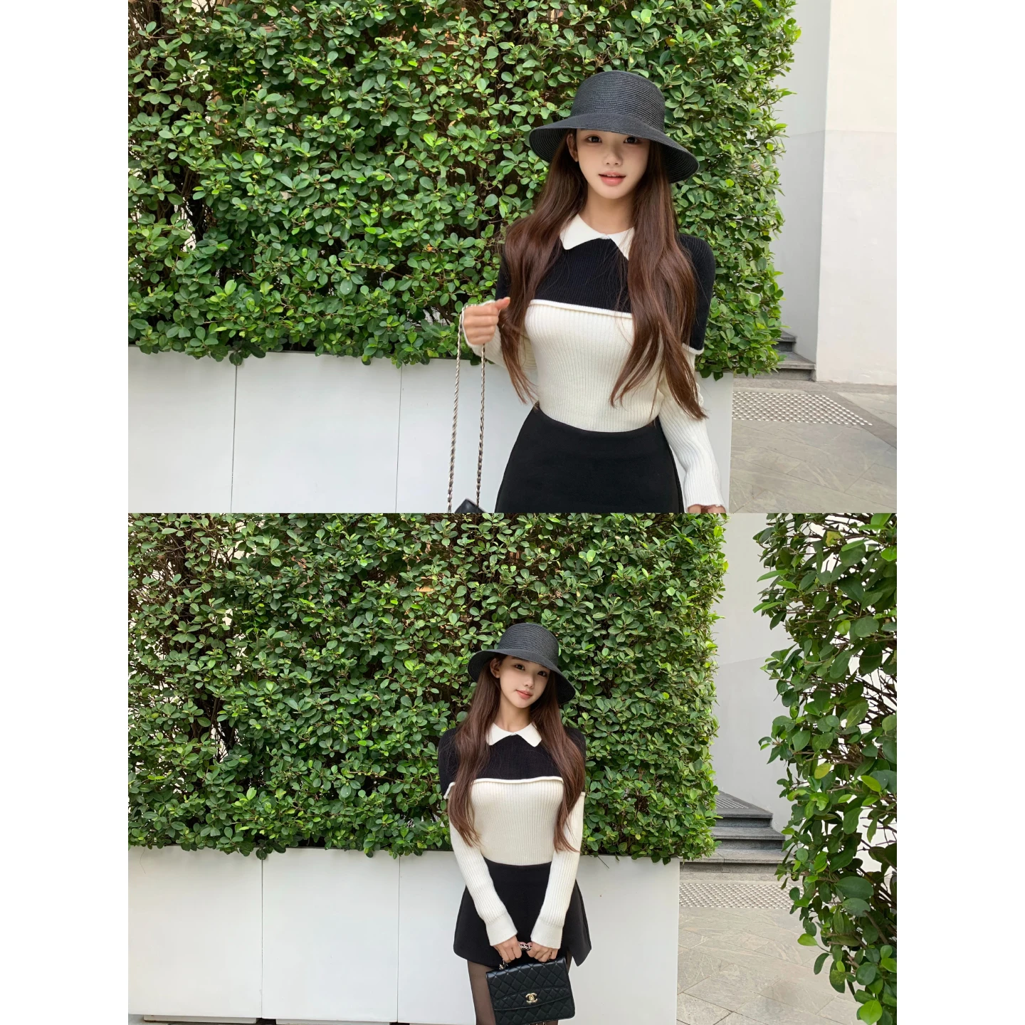 

Hebe Girl OKMAOP Knitted irt Women's Slim Fit Sli Collar Spring Season Long Sve Breathable Comfortable Korean Sle