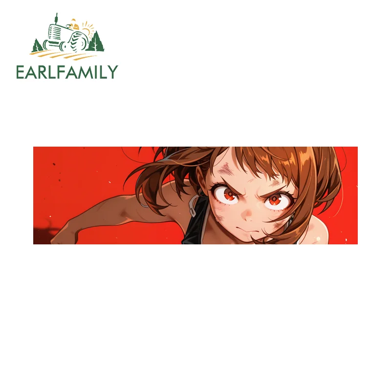 

EARLFAMILY Ochaco Uraraka: Забавные наклейки на автомобиль, смешные стикеры для дворников и багажа, простые водонепроницаемые наклейки с индивидуальной печатью