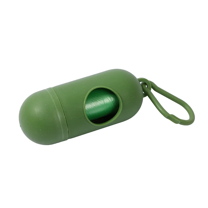 Portable Pet Waste Bag Dispenser Pill Shape Bullet-Shaped Garbage Box Cats Dogs Poop Extractive Clean-up Bags Outside Walking