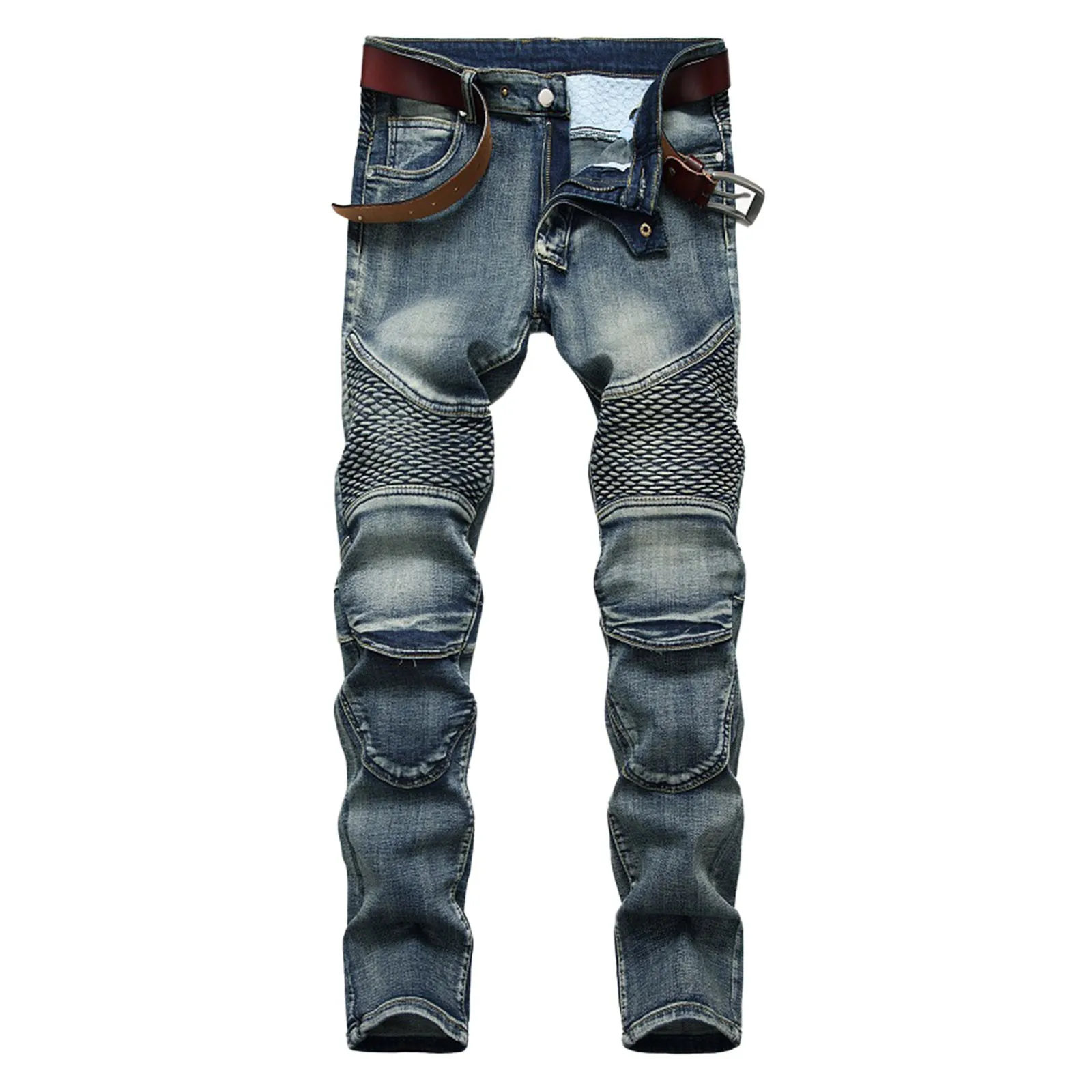 Korean Popular Clothes Y2k Baggy Jeans Gothic Slim Fit Men'S Cycling Knee Brace Pants Denim Jeans Man‘S 2000s Casual Overalls