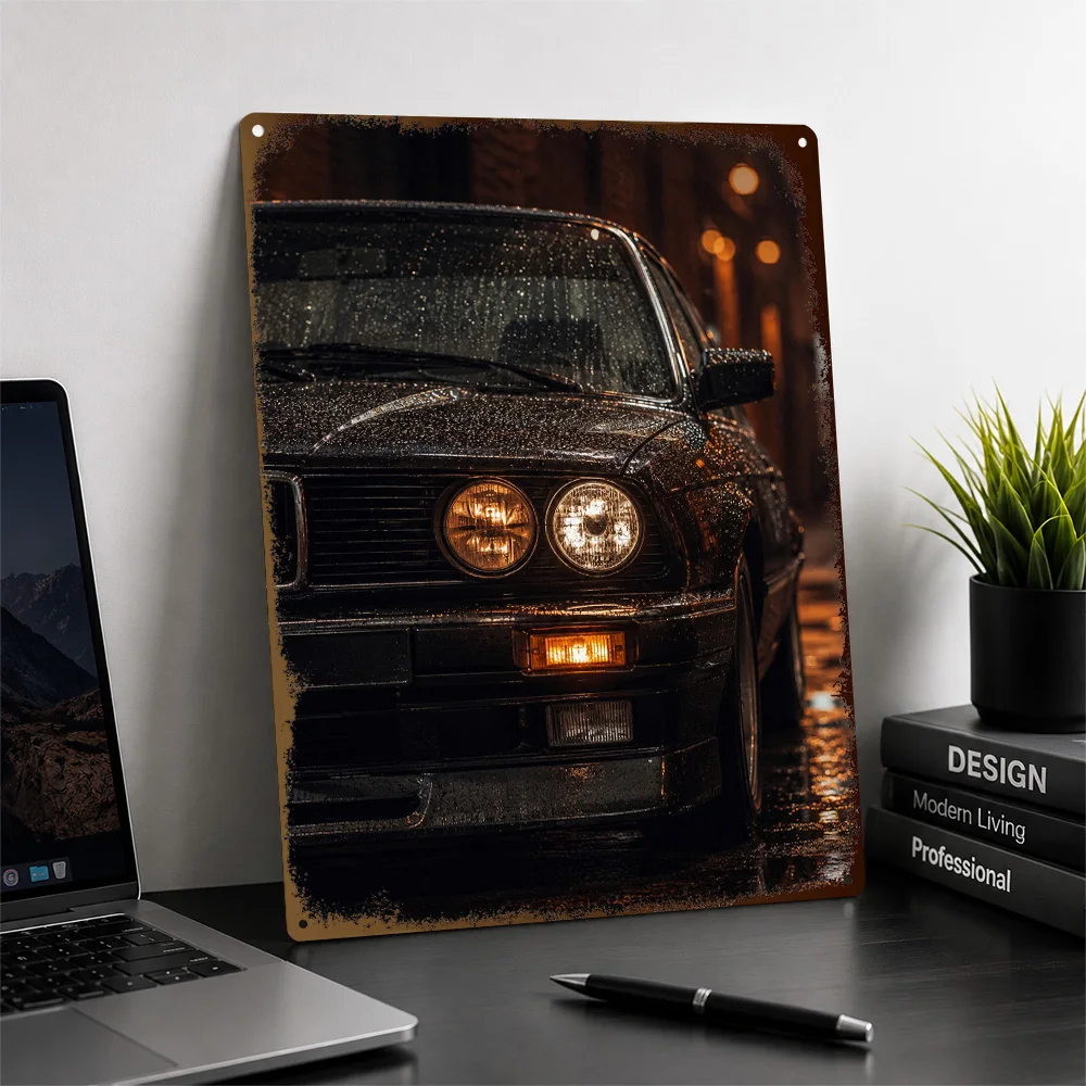 Germany 325I E30 Black Classic Car Aluminum Poster Personalized Metal Sign Collector Legacy Design Wall Art Perfect For Lounge