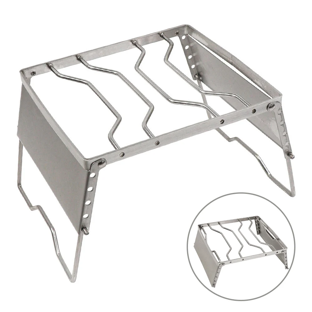 

Outdoor Camping Foldable Barbeque Grill Stainless Steel Stove Rack Pot Bracket Stainless Steel Outdoor Camping Accessories