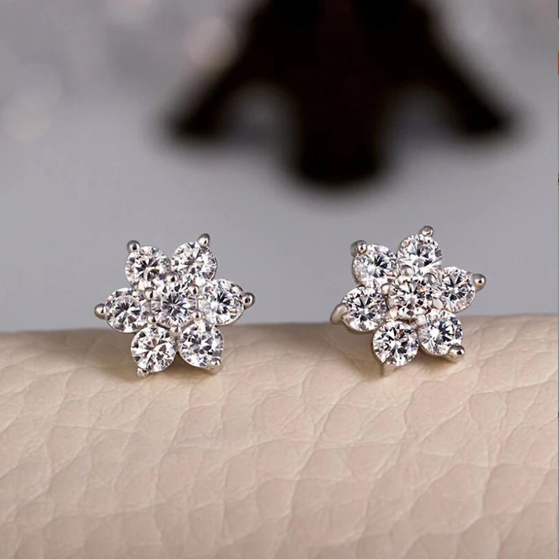 Real 2.8 Carat D Color Moissanite Flower Stud Earrings For Women Top Quality 100% 925 Sterling Silver Sparkling Wedding Jewelry