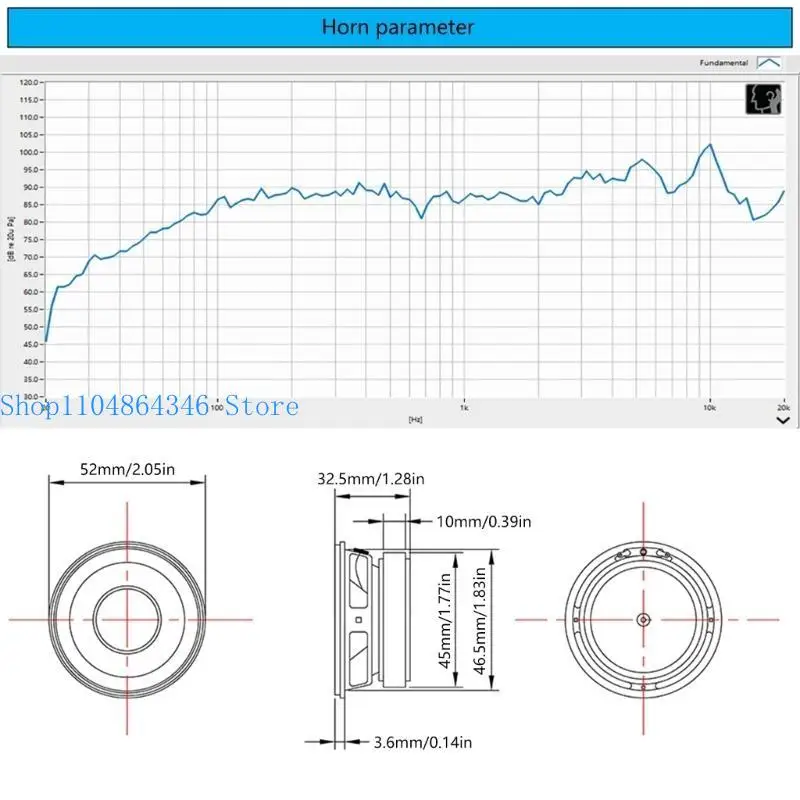 652F Full Frequency 52mm Circular Loudspeaker 4Ω 5W Small Round Bass Horn Loudspeaker for DIY Sound Projects