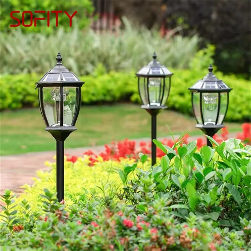 

SOFITY Retro Simple Outdoor Black Lawn Lamp LED Light Classical Waterproof Home for Villa Path Garden