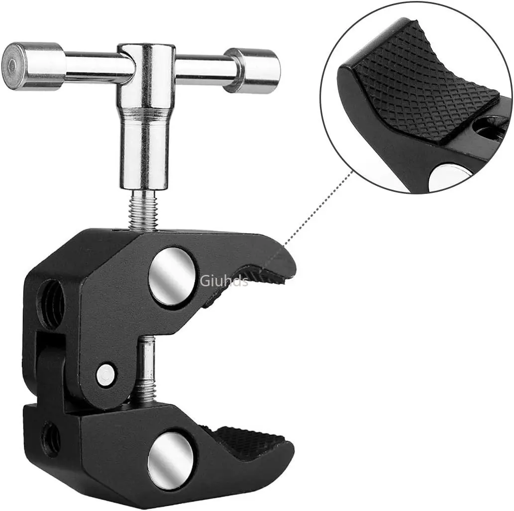 Super Clamp with Camera Clamp Mount Ball Head Clamp Hot Shoe Mount Adapter with 1/4\'\' for Monitor LED Lights Flash Microphone