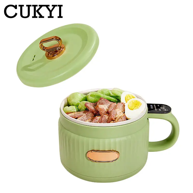 Olla arrocera inteligente portátil, sartén eléctrica, fideos, taza para hervir, estofado de sopa, revestimiento de cerámica para dormitorio, viaje, EUUS