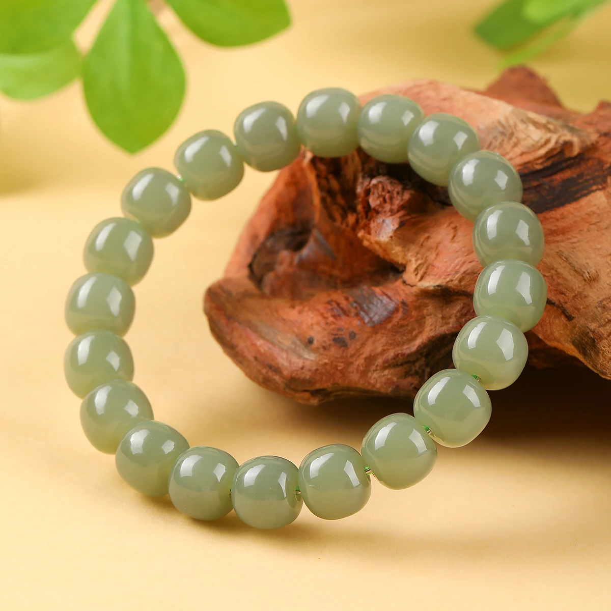 5A Natural Plateau Qiemo Hetian Jade Old-Shape Bead Bracelet 9-10mm Oily Texture Healing Jewelry for Peace Luck Unisex Gift 3