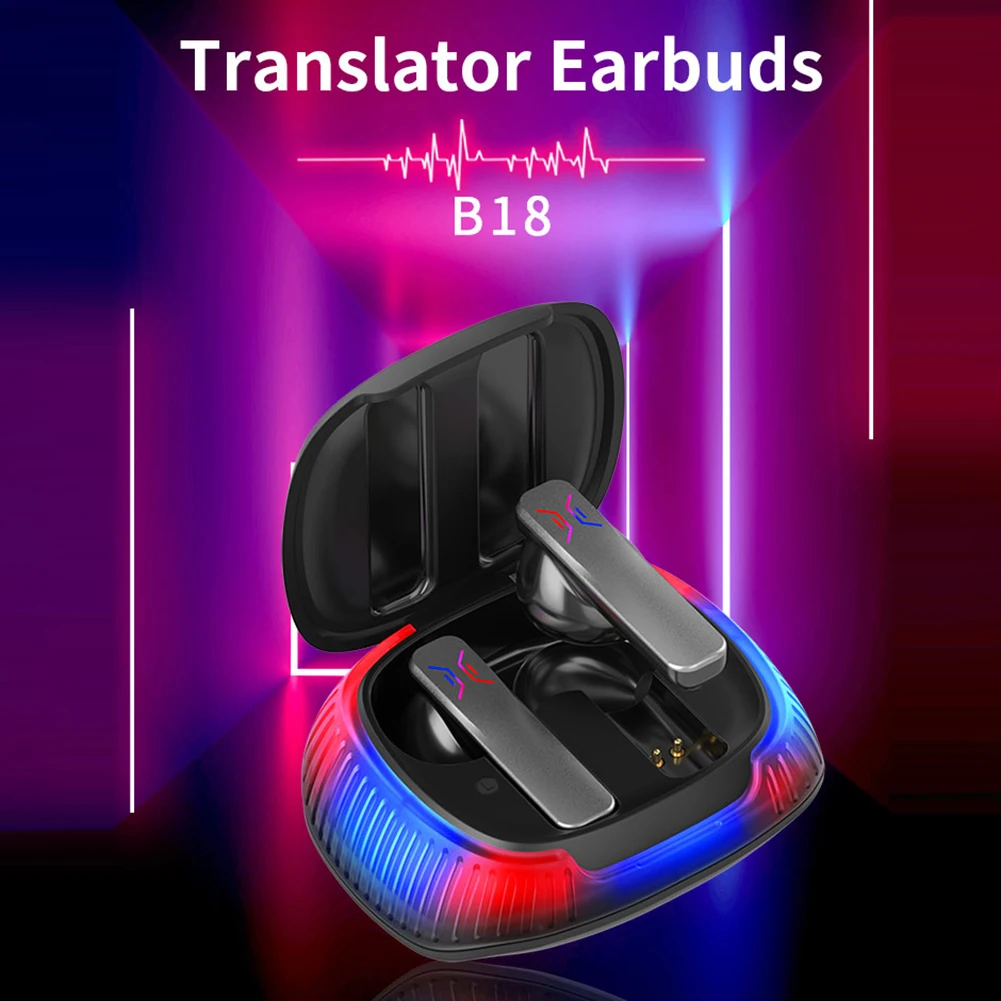 Wireless BT Translator Earphones 144 Languages Translation Noise Cancelling  Headset Translating Headphones for Business Travel