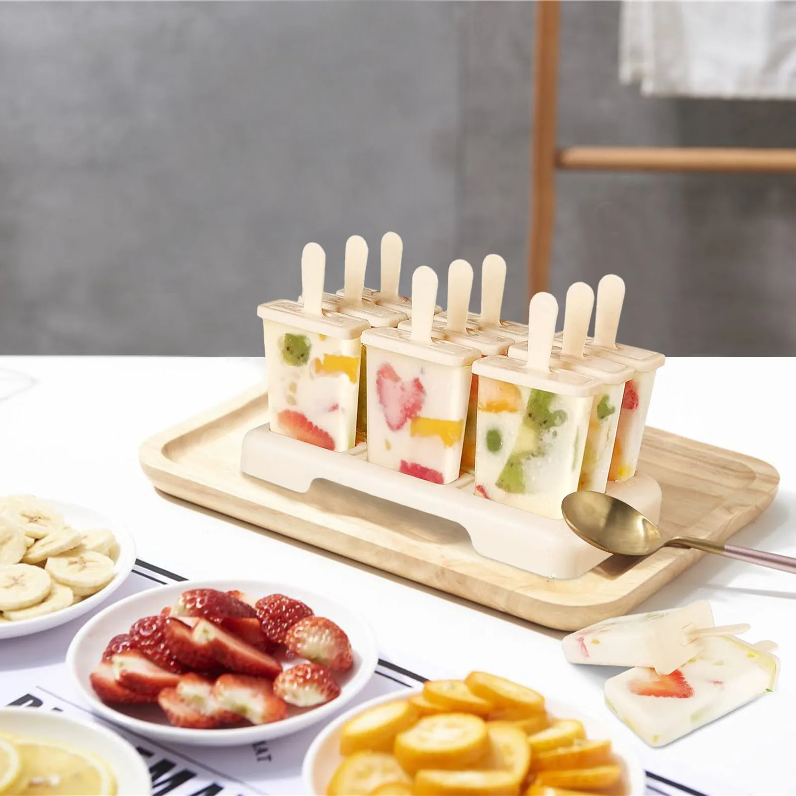 Ice Cream Popsicle Mold DIY Ice Cream Machine Homemade Ice Box With Plastic Stick Ice-Lolly Mold Ice Cube Tray Kitchen Gadgets