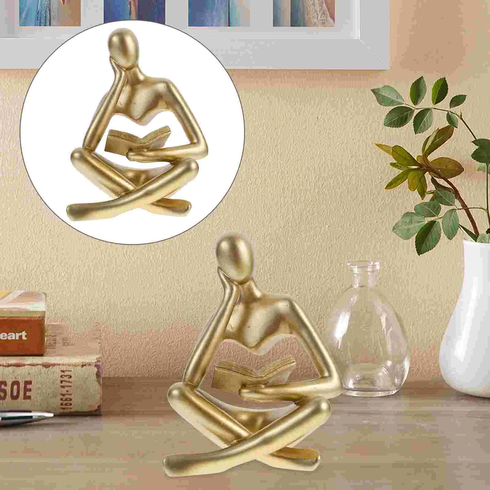 Abstract Figure Statue Decor Living Room Reader Card Sculpture Resin Decoration Figurine