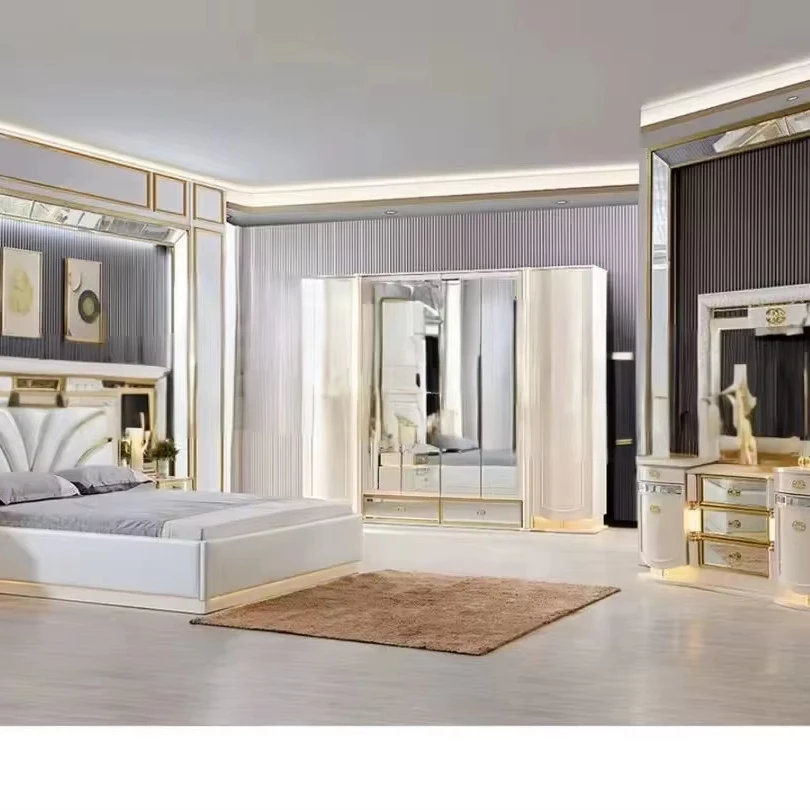 Modern Style Luxury Bedroom Furniture Set Stylish Double Bed Design for Middle East Market