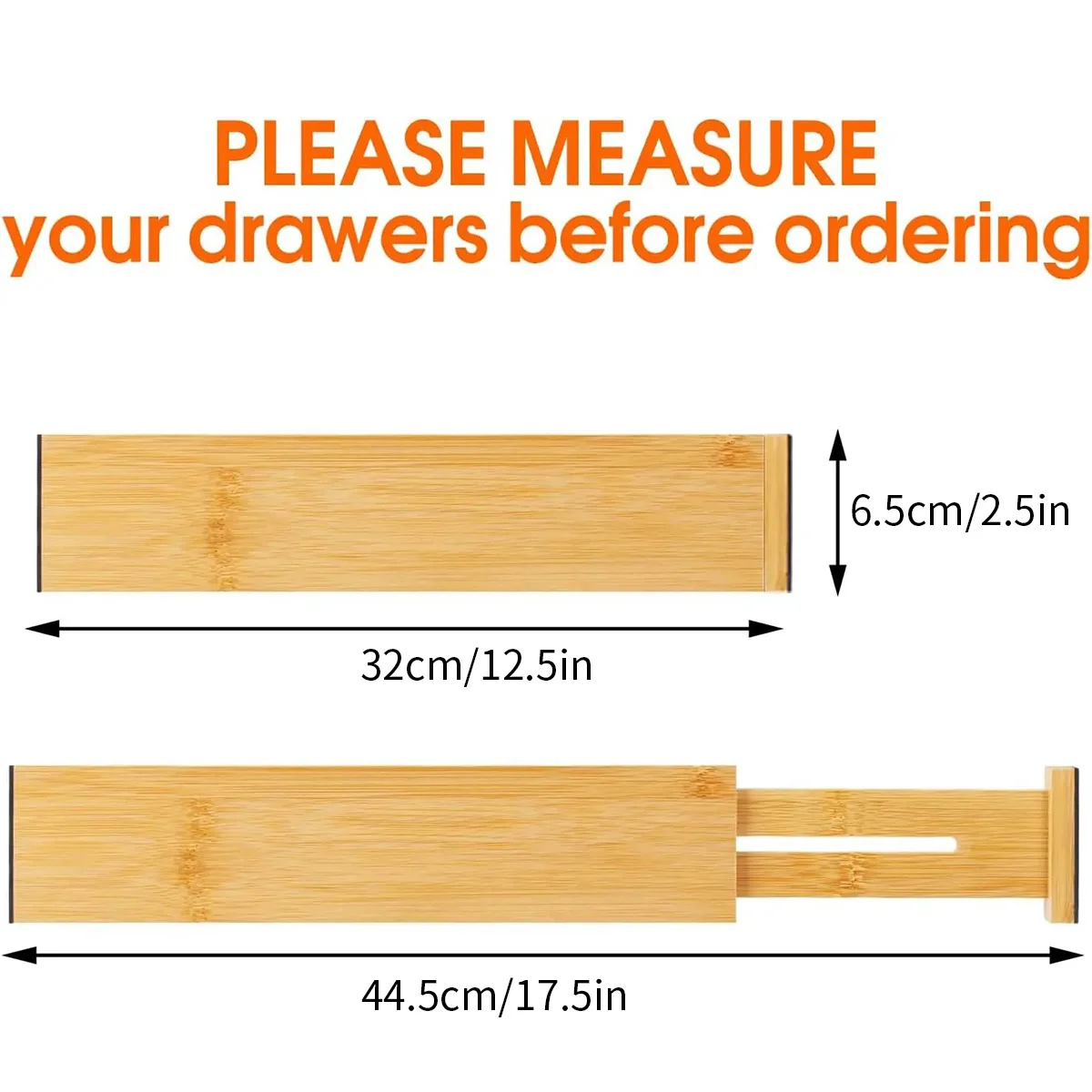 4Pcs Bamboo Drawer Dividers Organizers Adjustable Expandable Spring Loaded Drawer Separators for Kitchen Bedroom Dresser Offic