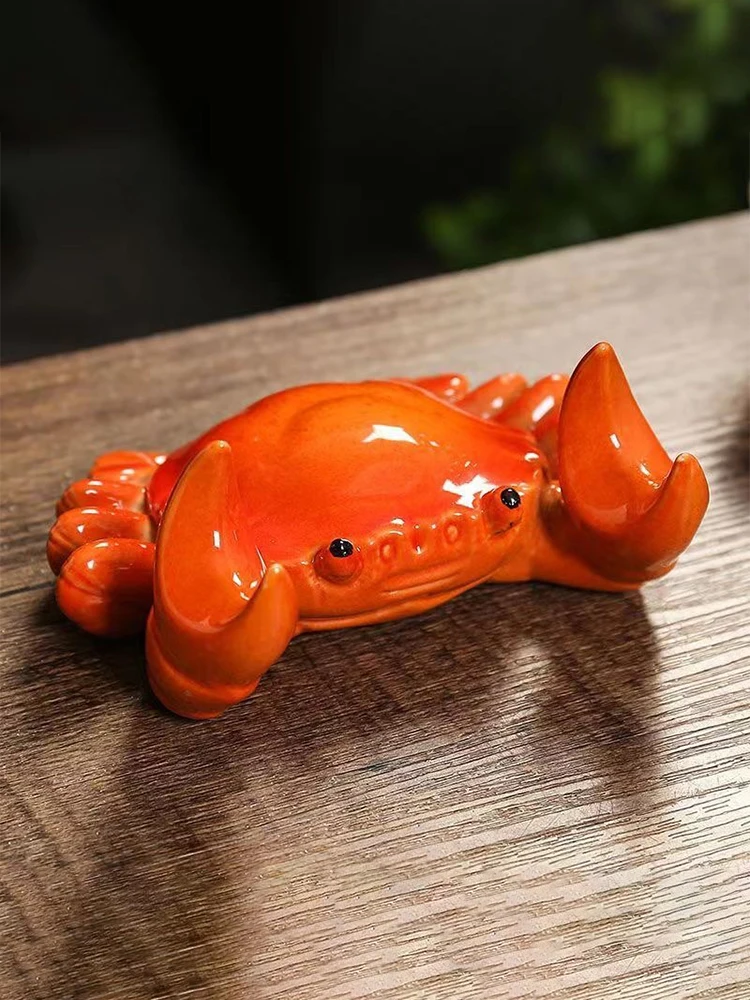 Porte-crabe en céramique pour téléphone portable, porte-brosse à thé, porte-stylo, couverture de bureau, thé, animal de compagnie, ornement de fabrication de Fortune à partir de toutes les directions