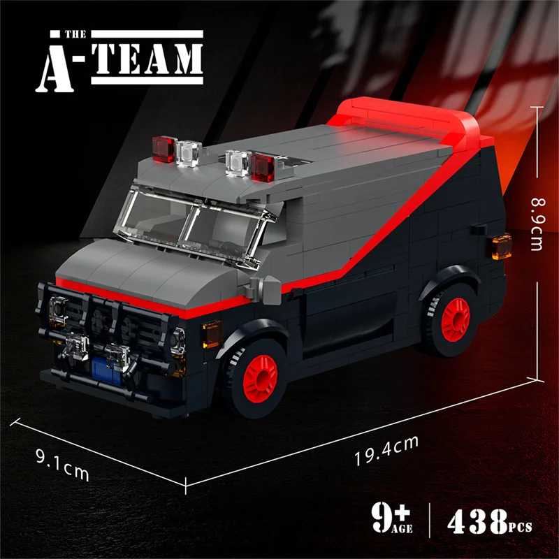 Série de filmes clássicos A-Teamed Van Car Assembly Blocos de construção Campeão de velocidade Carro especial Modelo de veículo Caminhão Tijolos Brinquedos Presente