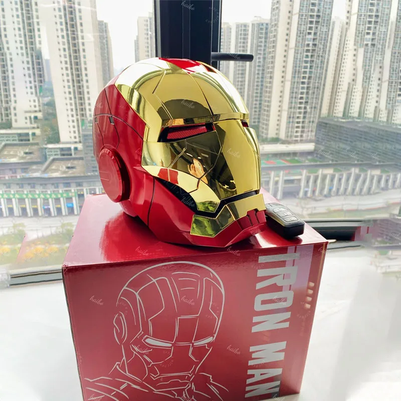 1:1 Mk5 Iron Man Helmet Avengers War Machine Cosplay Electric Open Close English Voice Remote Control Toys Christmas Boys Gifts