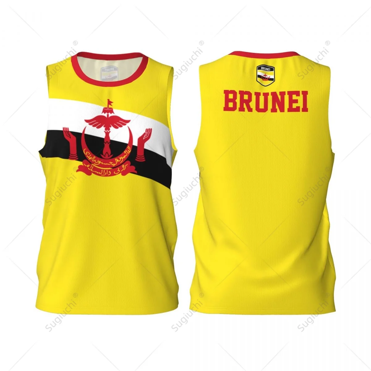 Brunei Flag Men Basketball Sports Running Fitness Multifunction Sleeveless tshirt Exclusive Custom Name Nunber
