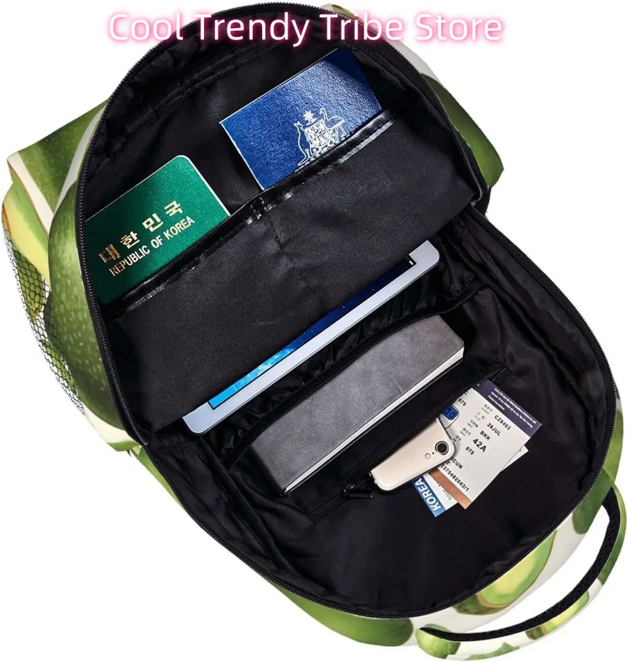 Tas Laptop Kembali Ke Sekolah Ransel Laptop Ringan Alpukat Hijau Lucu Tas Daypack Kasual Perjalanan Serbaguna Ringan Uniseks