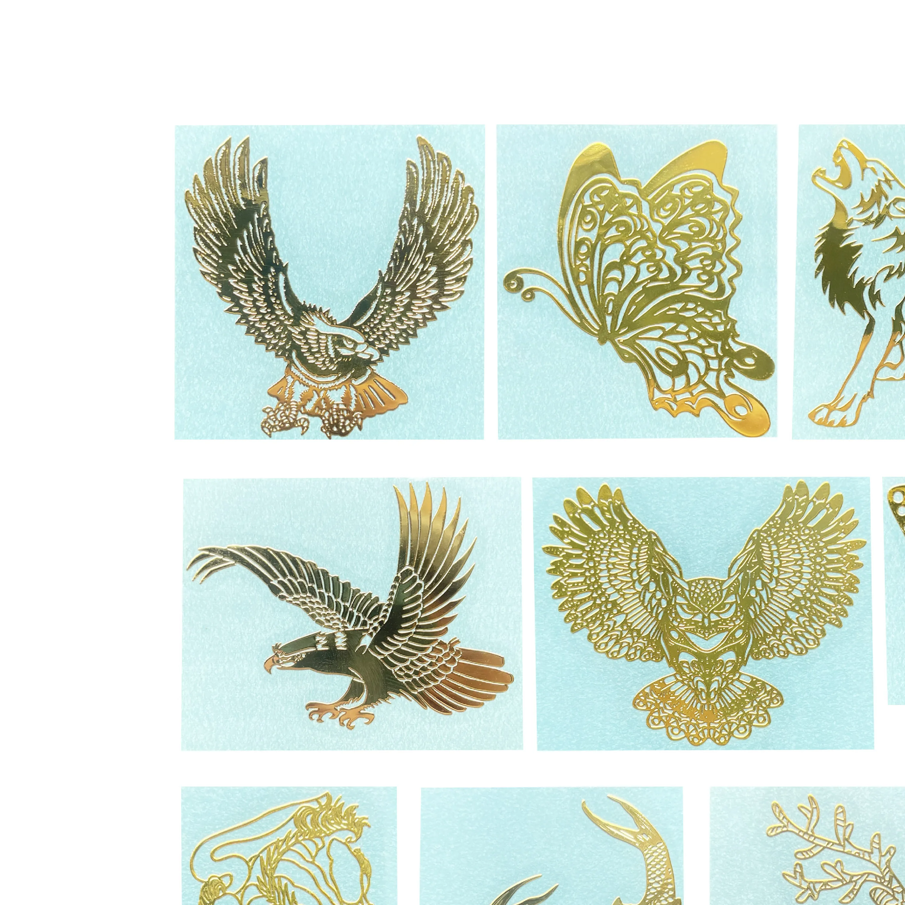 New animal personality metal stickers Eagle, butterfly, Wolf, Koi 3D transfer stickers mobile phone computer decorative stickers