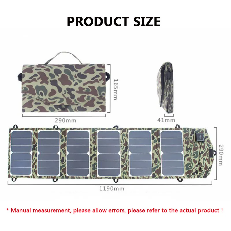 Foldable 200W Dual USB 5V/18V Solar Panel Outdoor Folding Waterproof Solar Cell Mobile Phone Battery Charger for Outdoor Camping